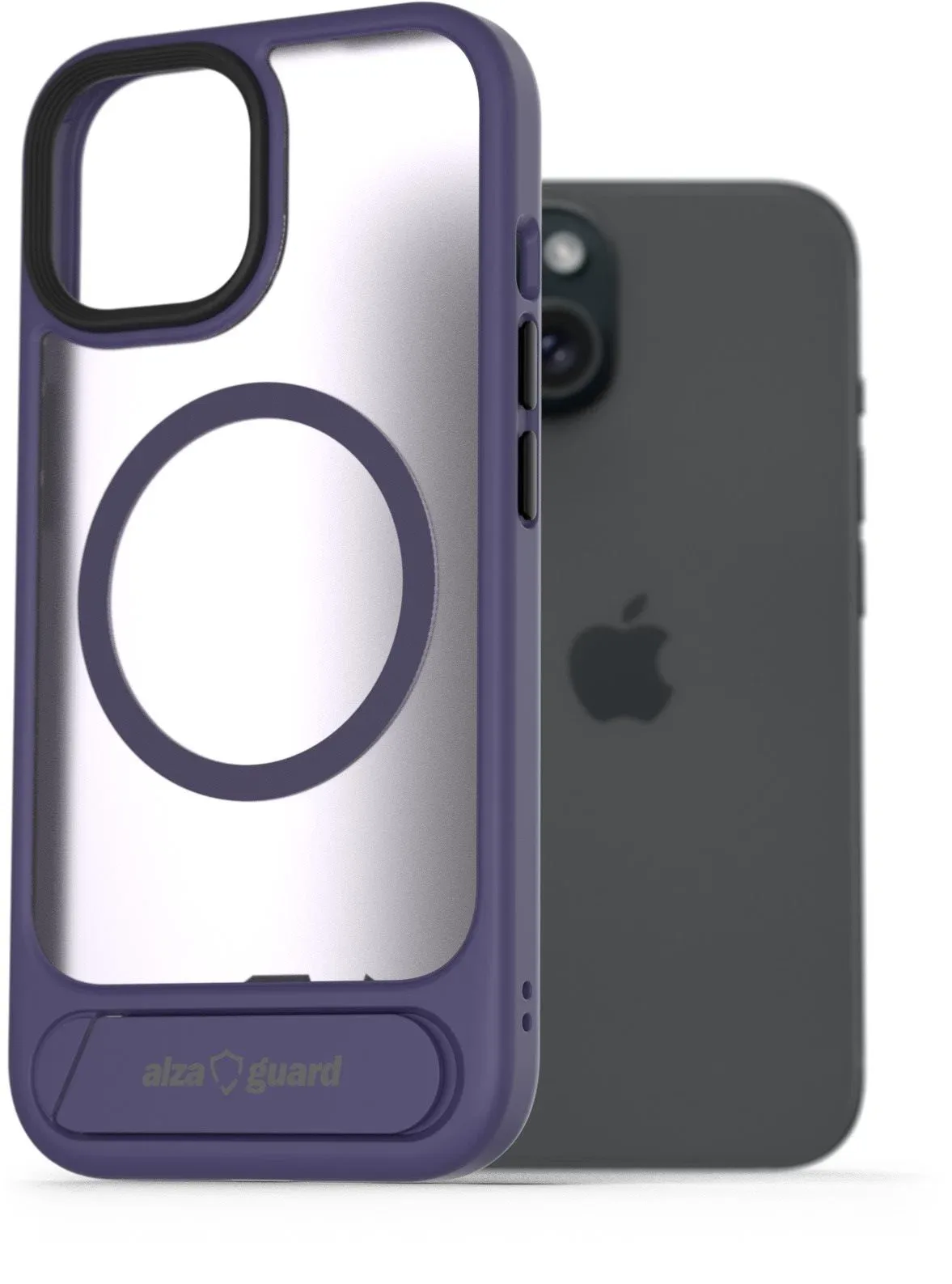 AlzaGuard Matte Case with Stand Compatible with MagSafe for iPhone 15 lila tok