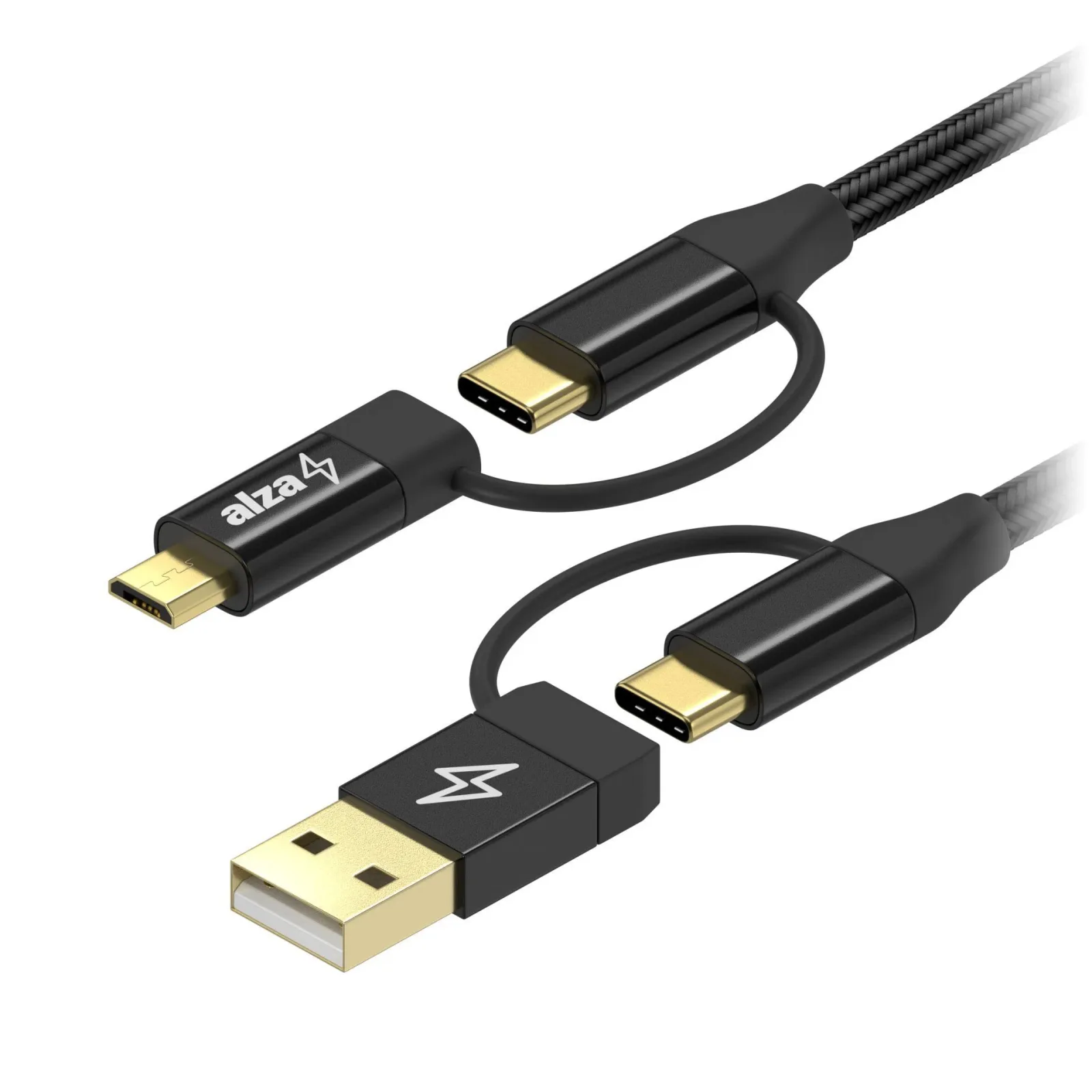 AlzaPower MultiCore 4in1 USB 60W 480Mbps 1m fekete