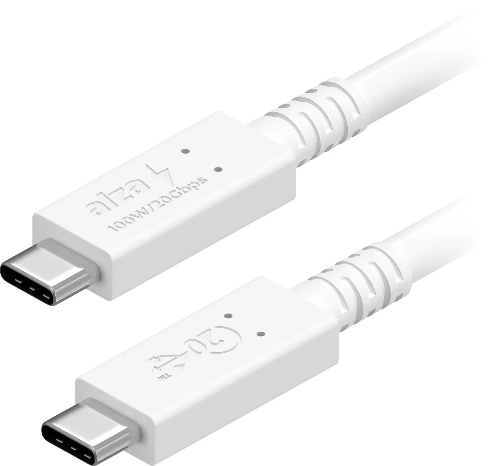 AlzaPower Core USB-C to USB-C USB4 100W 0.5m, fehér