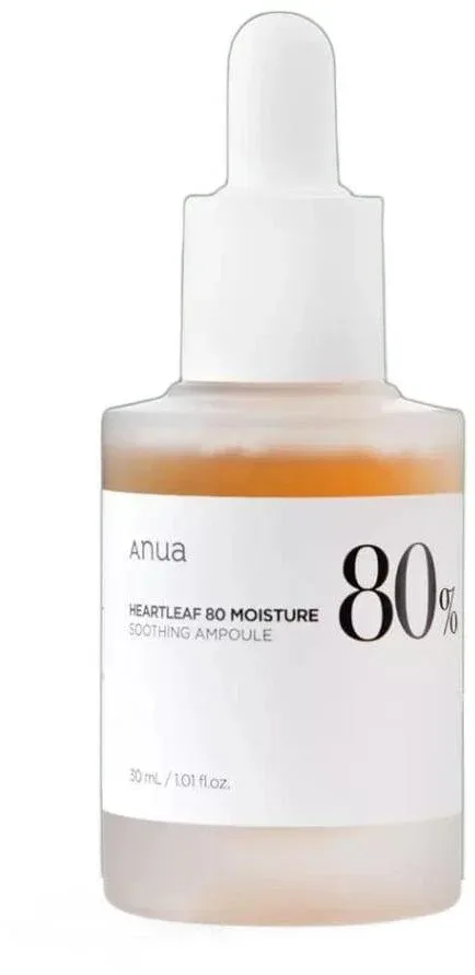 ANUA Heartleaf 80% Soothing Ampoule Nyugtató arcápoló ampulla 80% ezüst szirtőr kivonattal, 30 ml