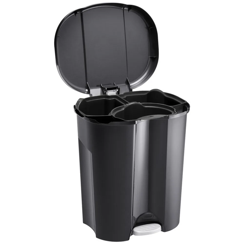 Rotho Trio műanyag szelektív hulladéktároló, 1X10 L, 2X15L, fekete