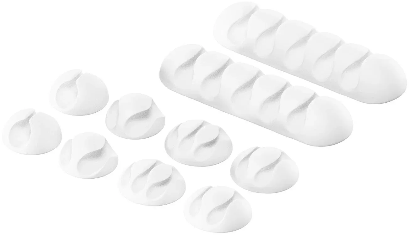 AlzaPower Cable Clips Mix 10 pcs fehér