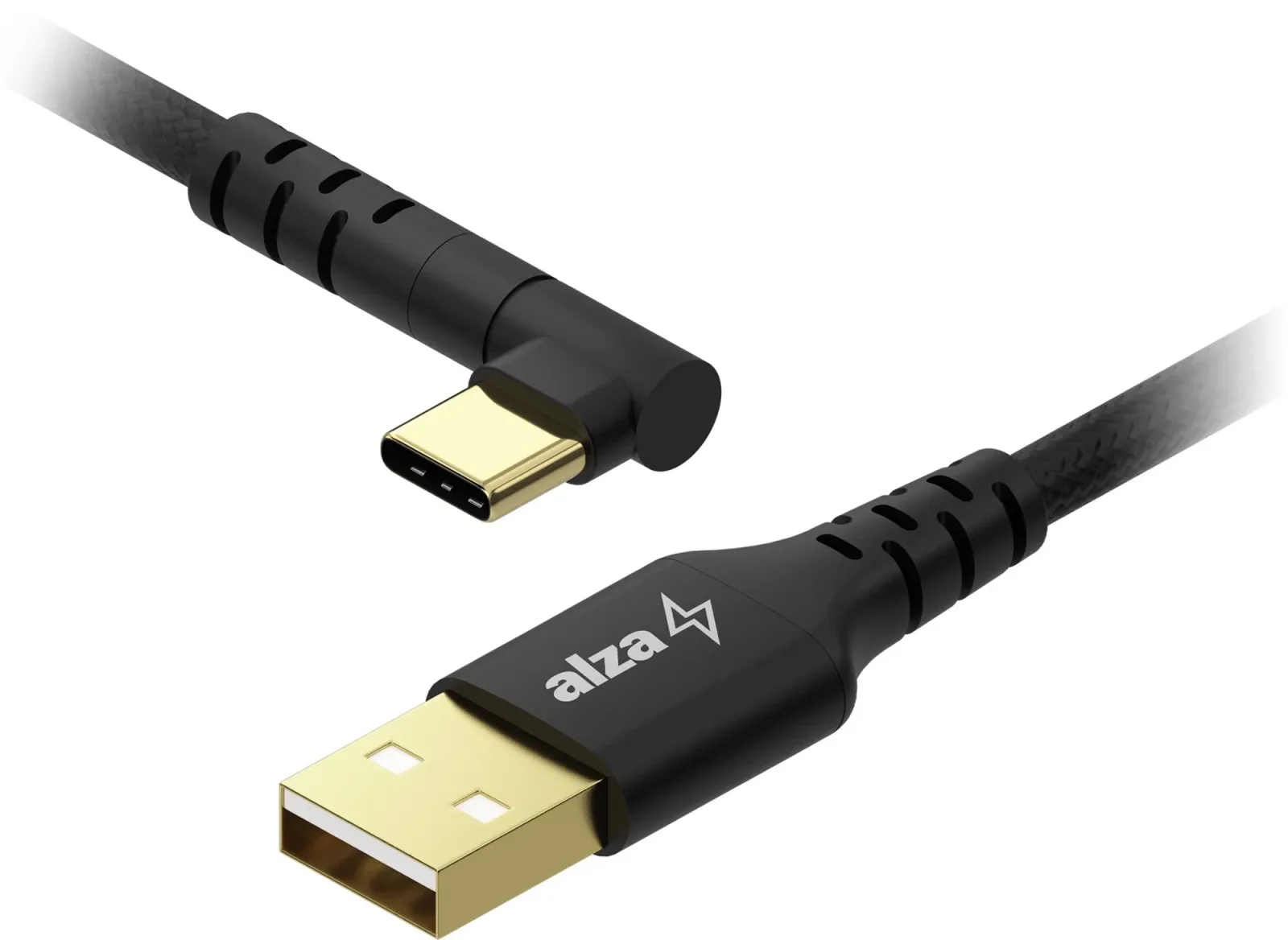 AlzaPower 90AluCore USB-A to USB-C 2.0, 1 m - fekete