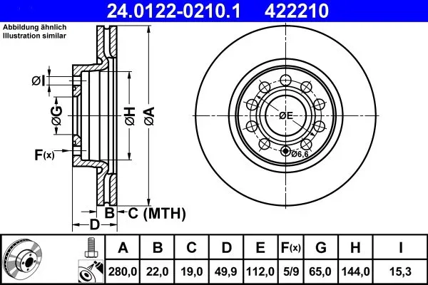 ATE - OC2 280 ATE 24.0122-0210.1, szett, 2 db
