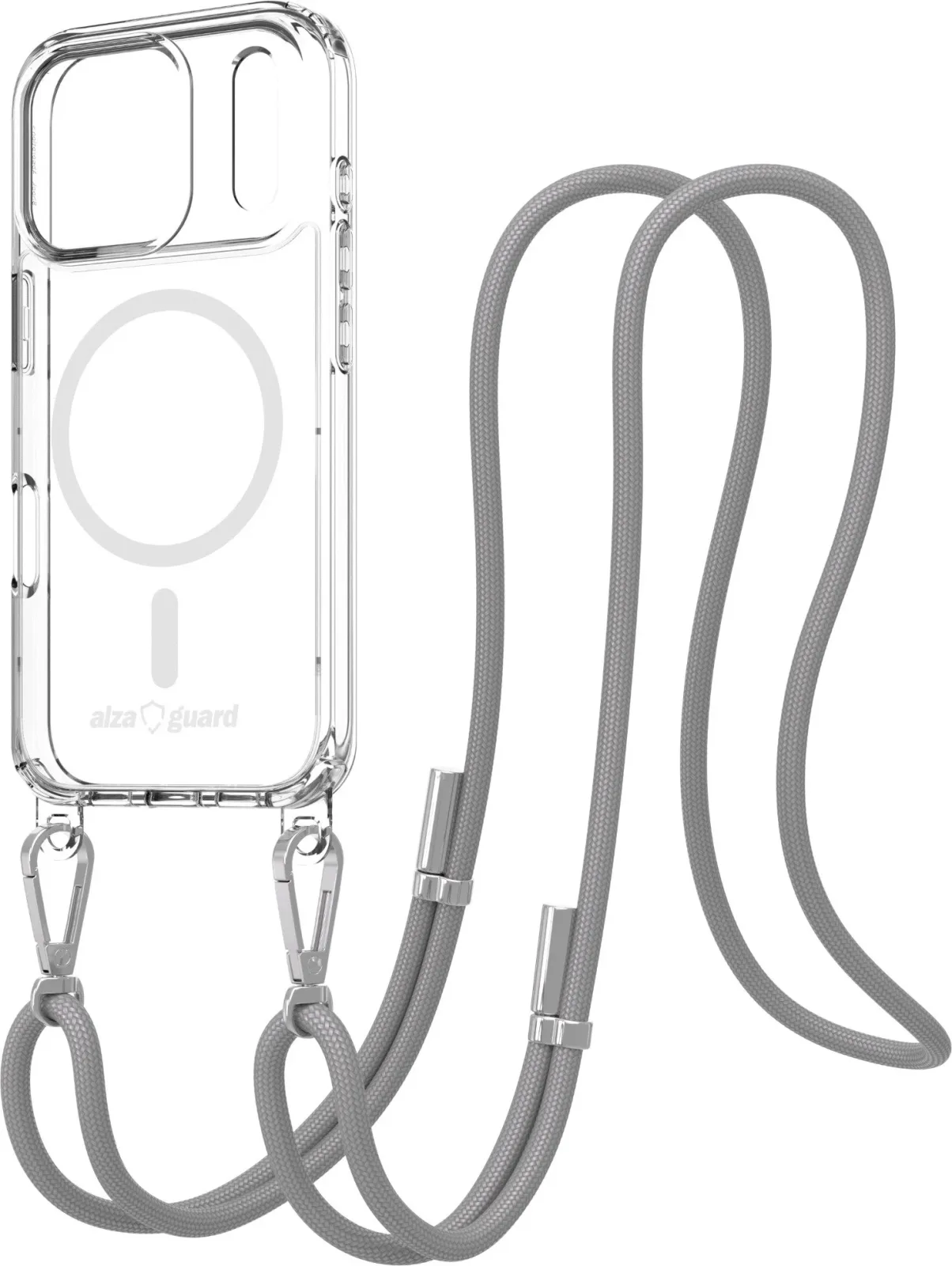 AlzaGuard Luxe Detach Lanyard iPhone 17 Pro szürke MagSafe tok
