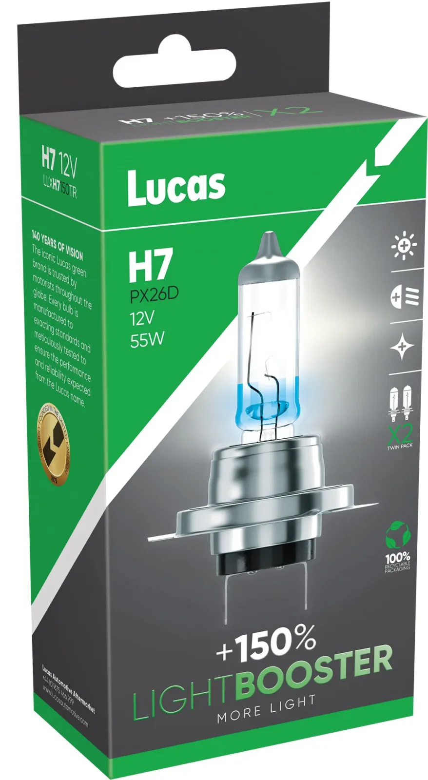 Lucas LightBooster H7 12V 60/55W +150% 2 darabos készlet
