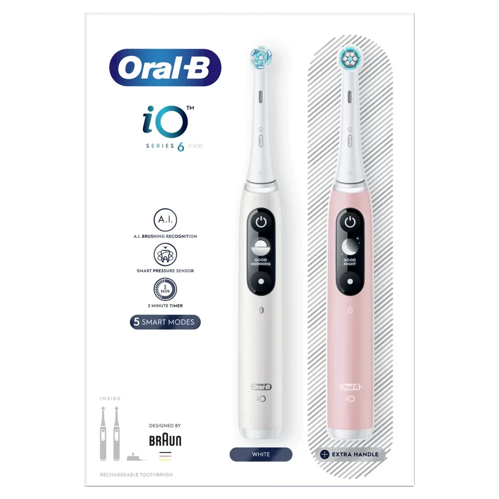 Oral-B iO6 elektromos fogkefe DuoPack White + Pink