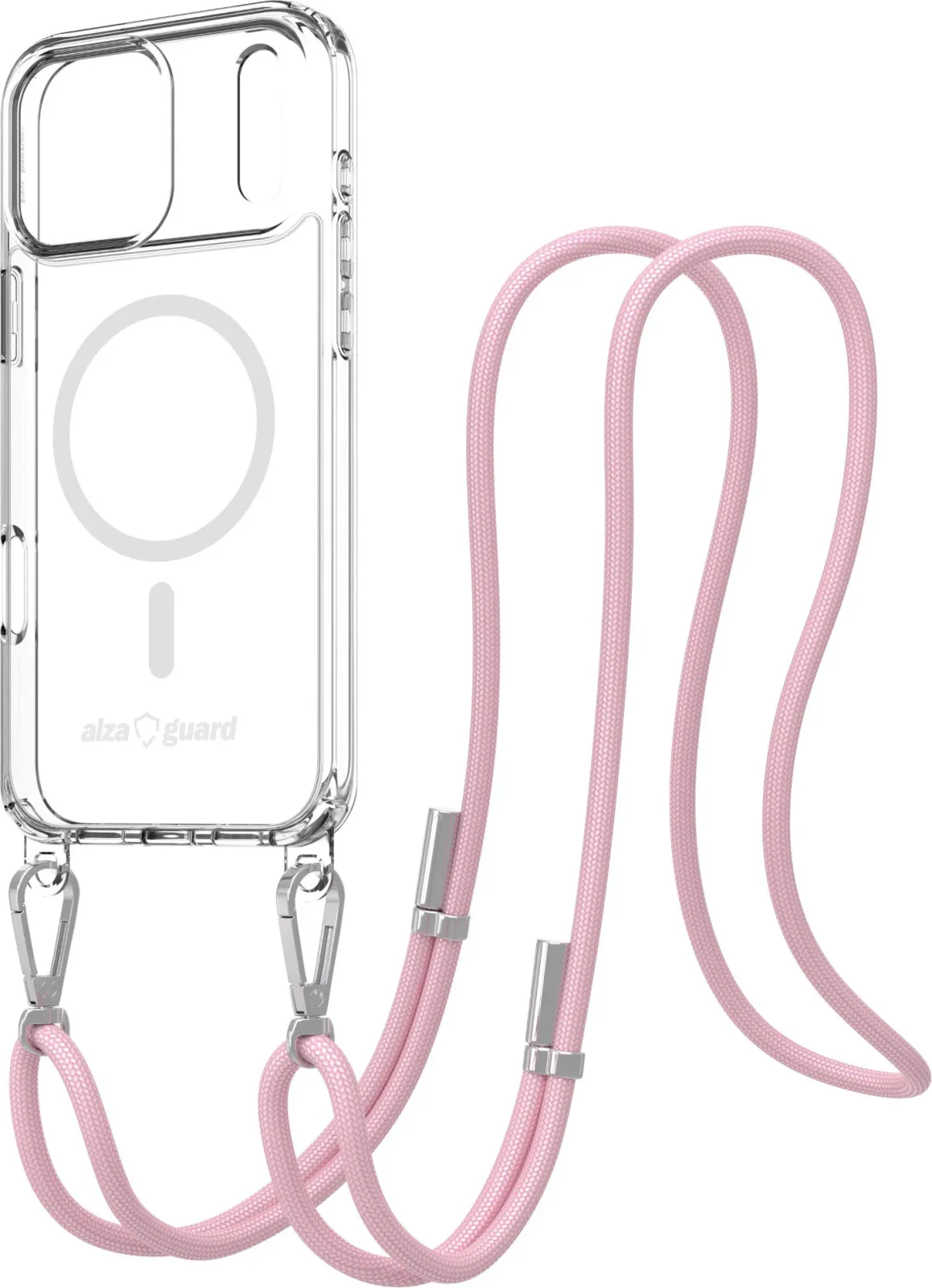 AlzaGuard Luxe Detach Lanyard iPhone 17 Pro Max rózsaszín MagSafe tok
