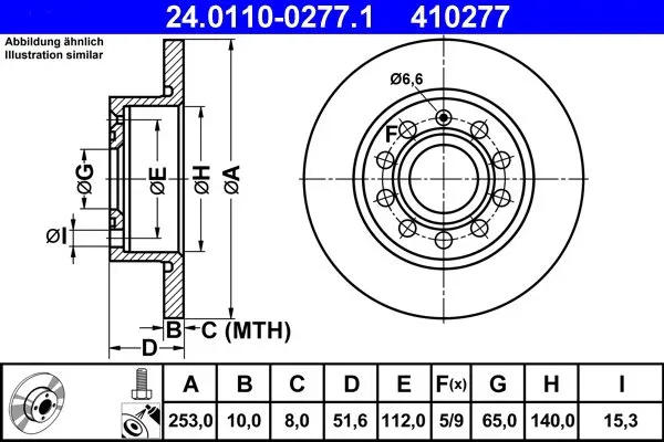 ATE - OC2 255 HÁTSÓ ATE 24.0110-0277.1, szett, 2 db