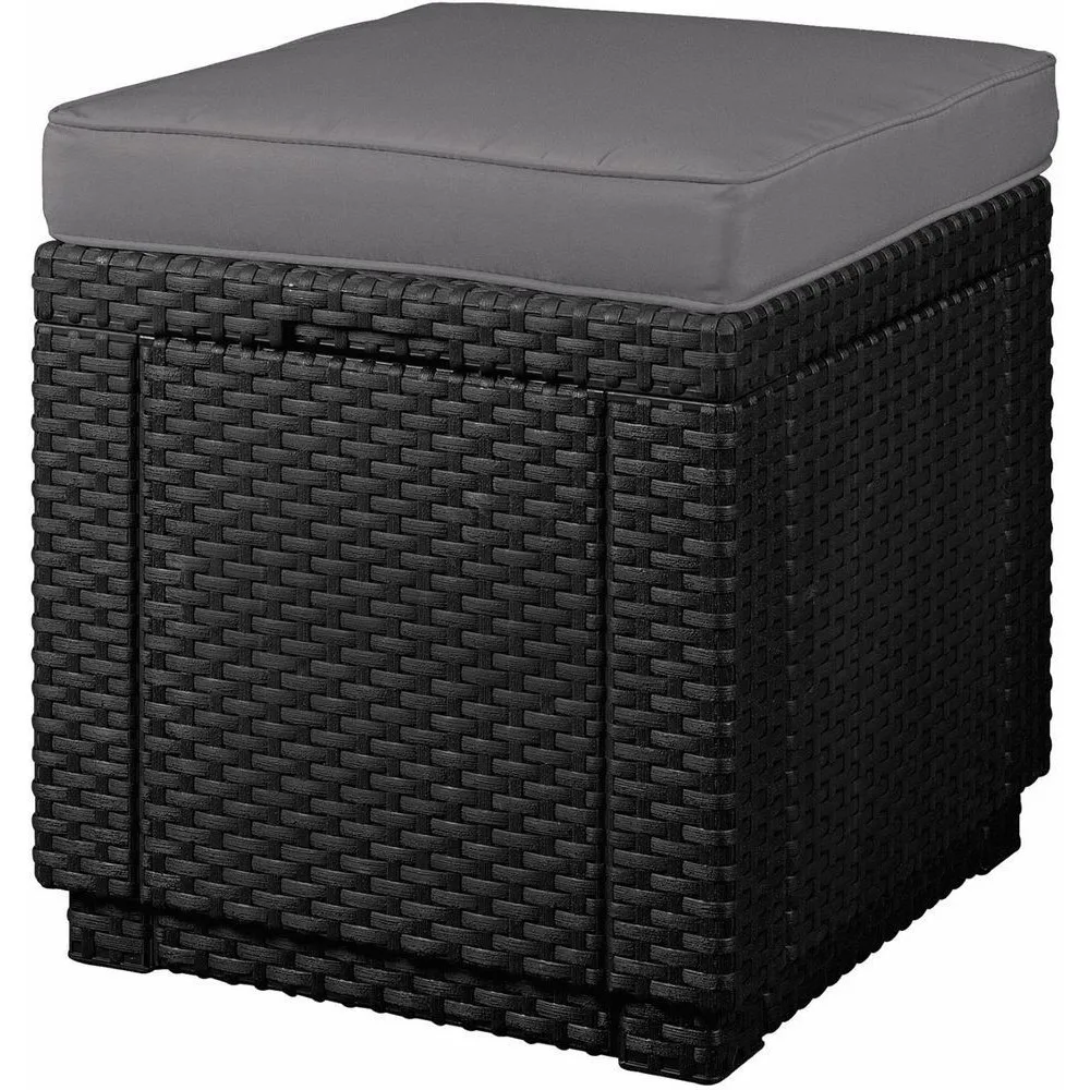 Keter Cube polyrattan kerti taburett - grafit