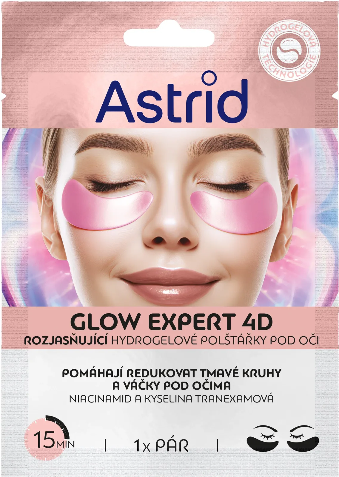 ASTRID Glow Expert hidrogél szempárna niacinamiddal és tranexaminsavval, 1 darab
