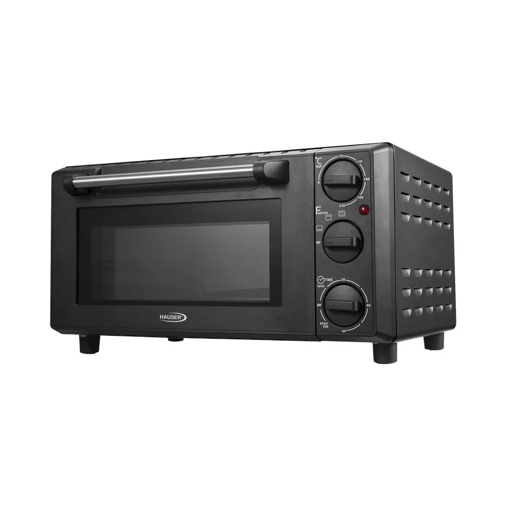 HAUSER TO-1310 minisütő, 1000 W, 13 liter, alsó és felső fűtőszálak, időkapcsoló, fekete színű