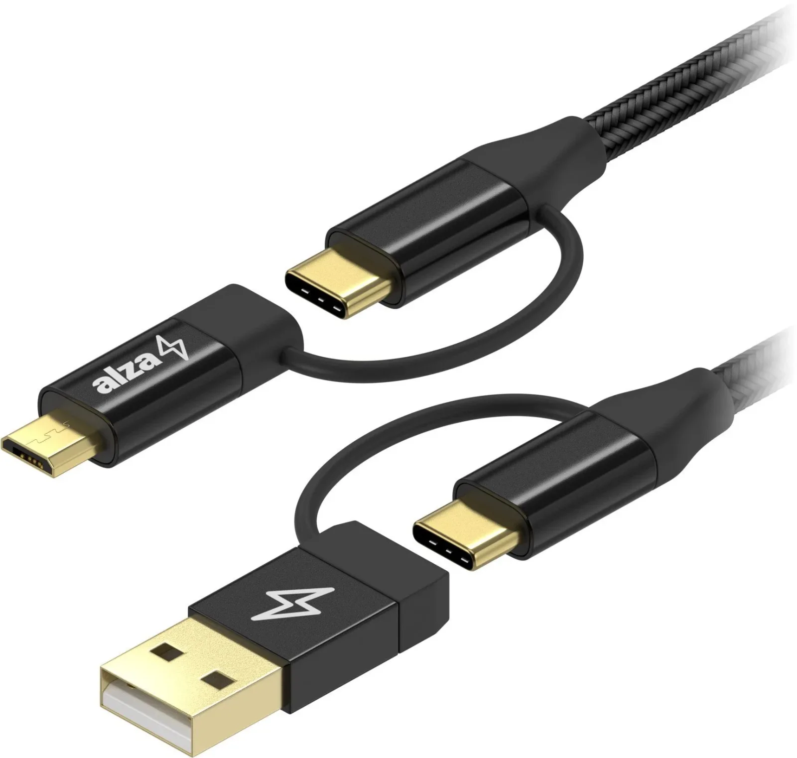 AlzaPower MultiCore 4in1 USB 60W 480Mbps 2m fekete