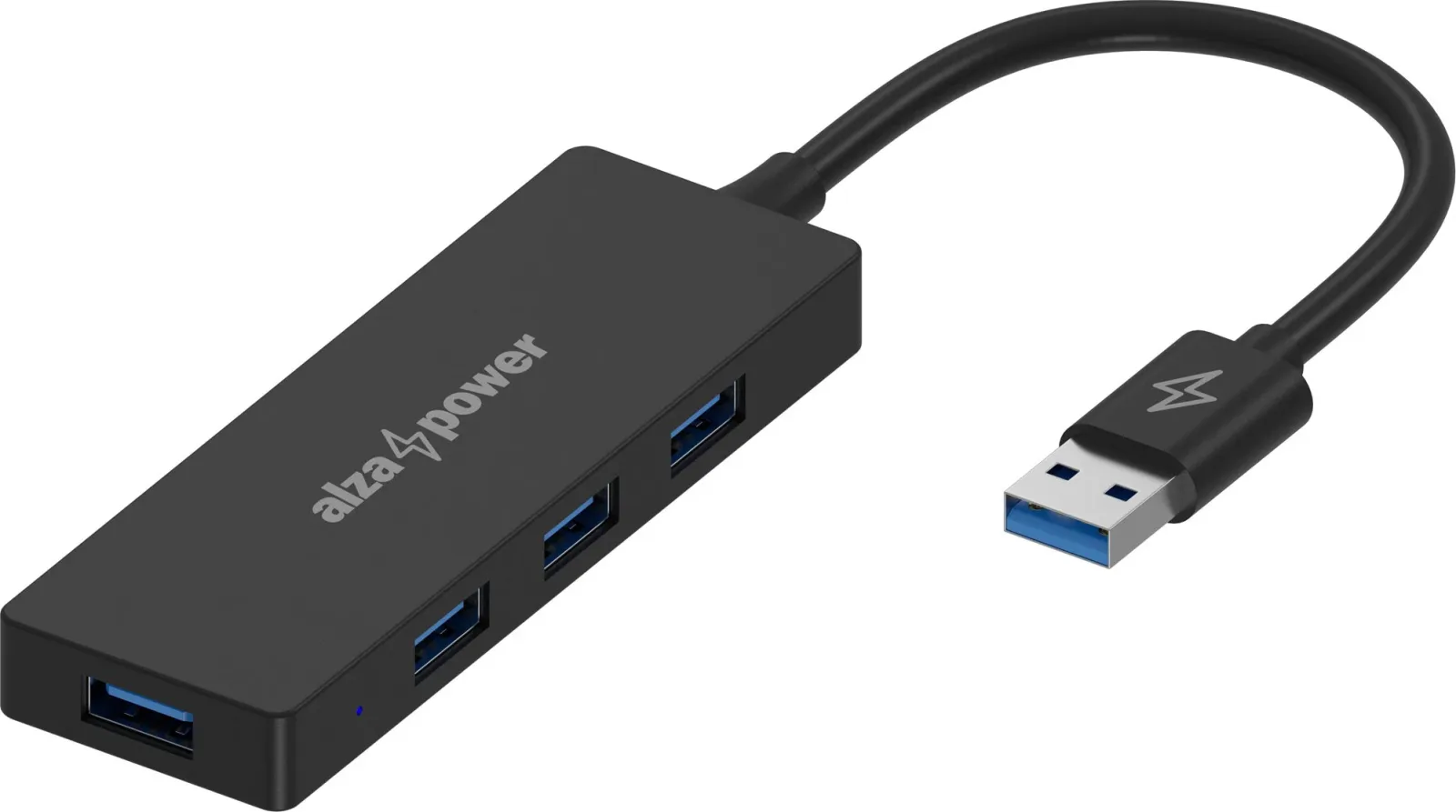 AlzaPower FlatCore USB-A (M) to 4× USB-A 3.2 Gen 1 (F) - fekete