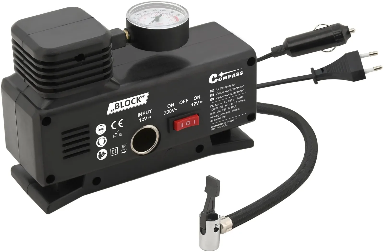 COMPASS kompresszor 12 / 230V BLOCK TÜV/GS