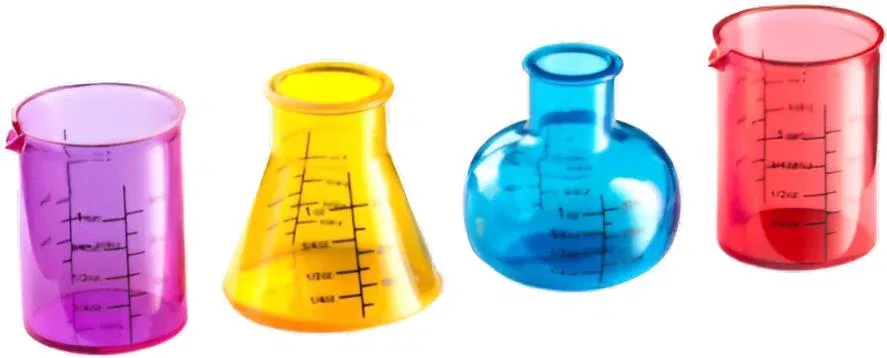 Alum műanyag pohár szett, laboratóriumi edények, 4db