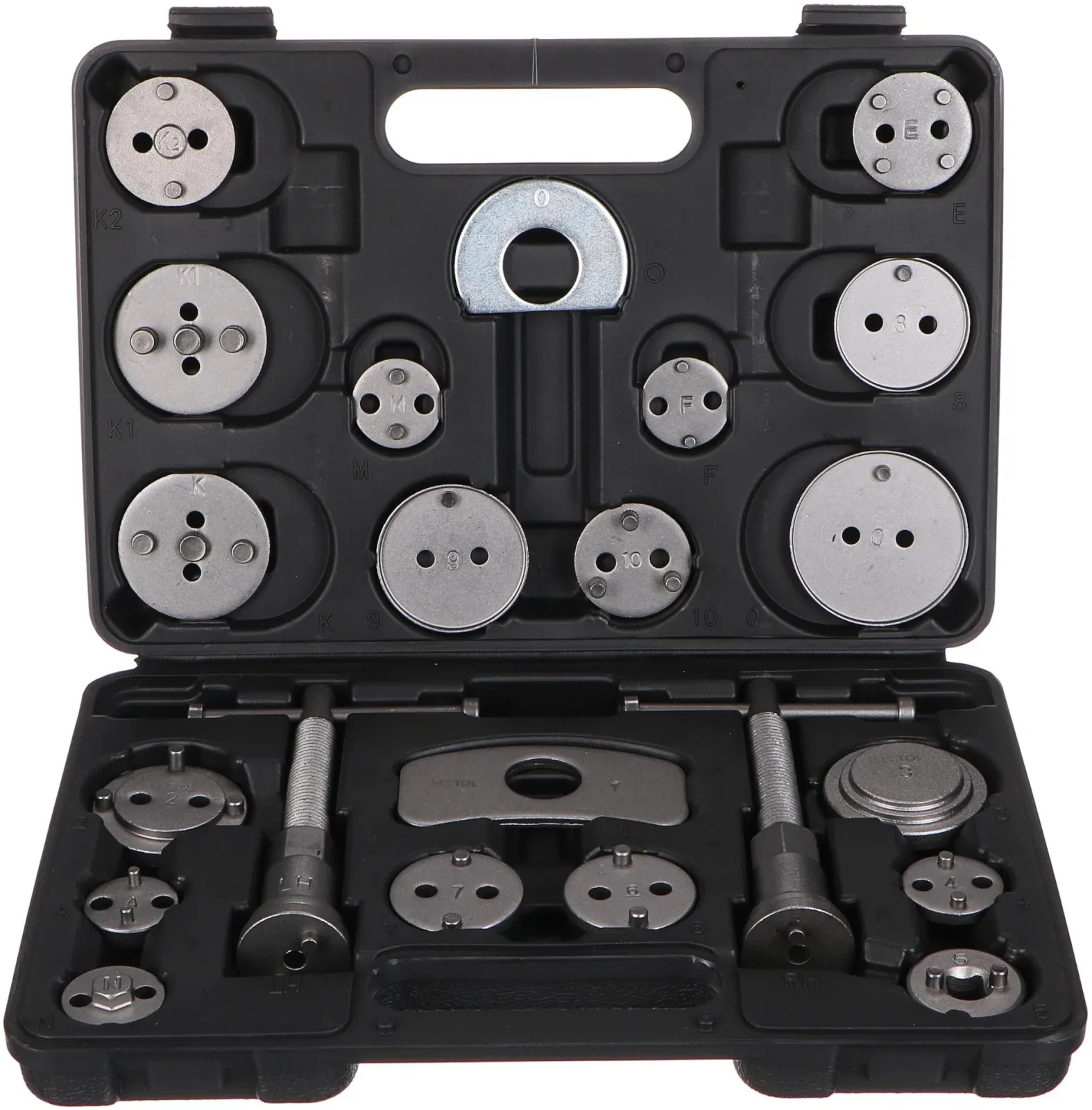 SIXTOL fékdugattyú kompresszor Mechanic Brake Set Black, 22 darabos készlet