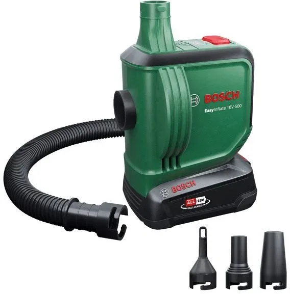 BOSCH 0603947201 EasyInflate 18V-500 Akkus térfogat-levegőszivattyú - 1× 2,0 Ah, töltő, karton