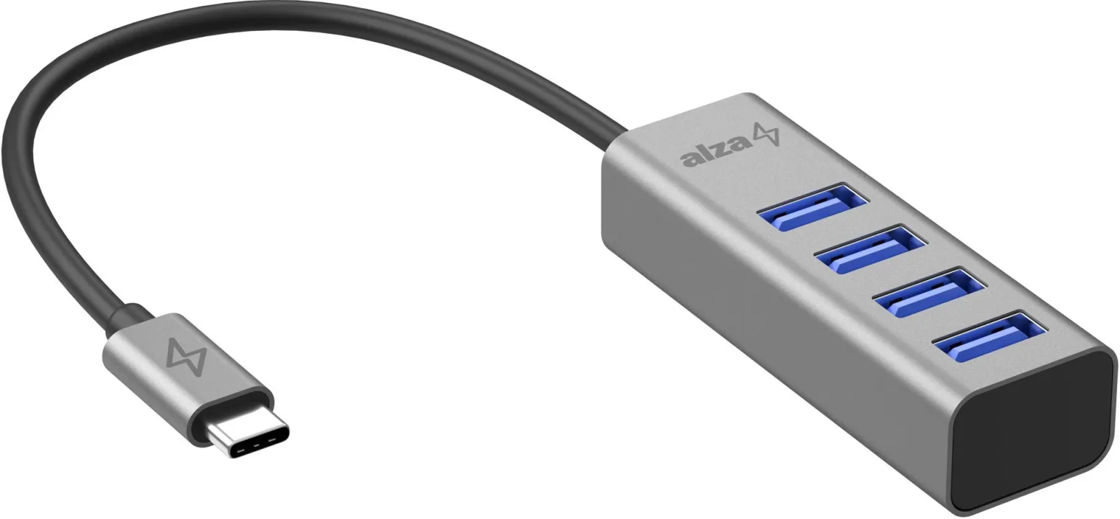 AlzaPower AluCore USB-C (M) to 4× USB-A (F) - asztroszürke