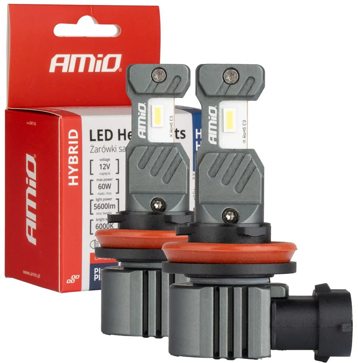 AMIO LED H8/H9/H11/H16 60W - fehér (foglalat PGJ 19-5), 2 darabos készlet