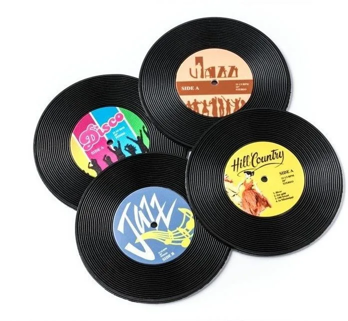 Alum poháralátét, 4db, Vinyl Retro