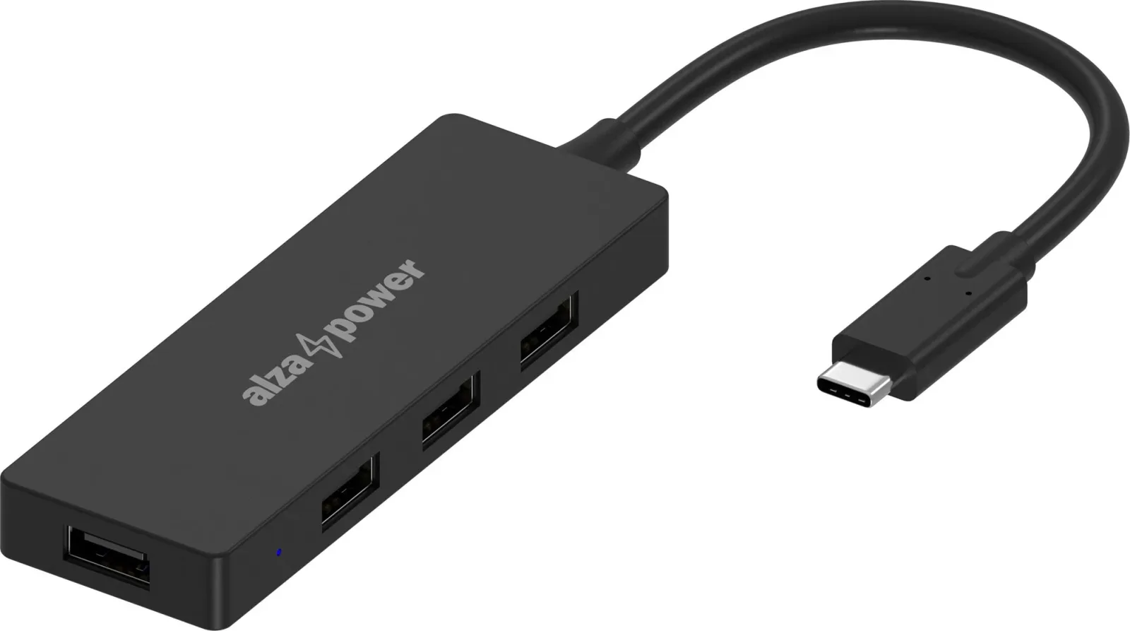AlzaPower FlatCore USB-C (M) to 4× USB-A 2.0 (F) - fekete