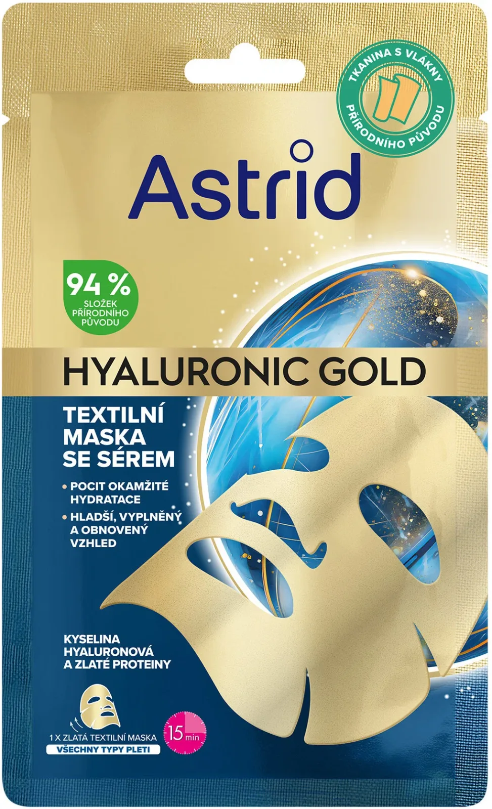 ASTRID hialuronsavas arany textil maszk szérummal, 1darab