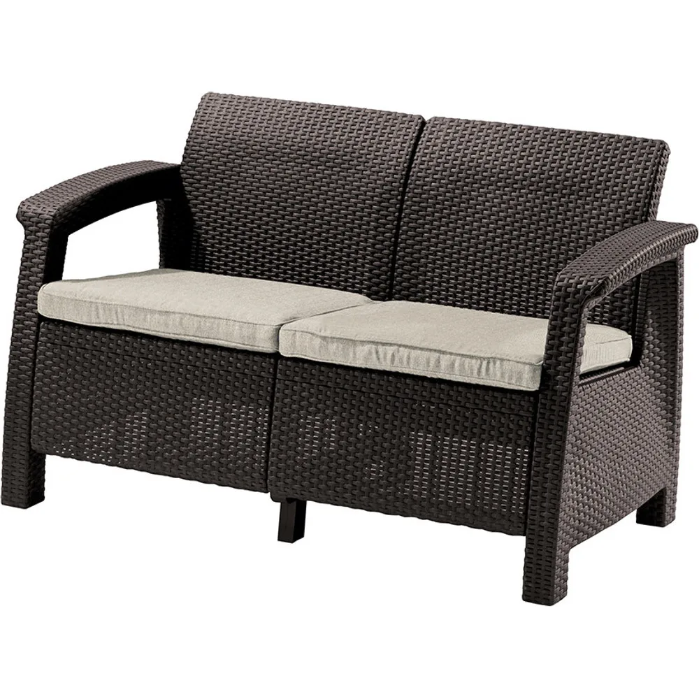 Keter Corfu love seat kétszemélyes polyrattan kerti kanapé - barna