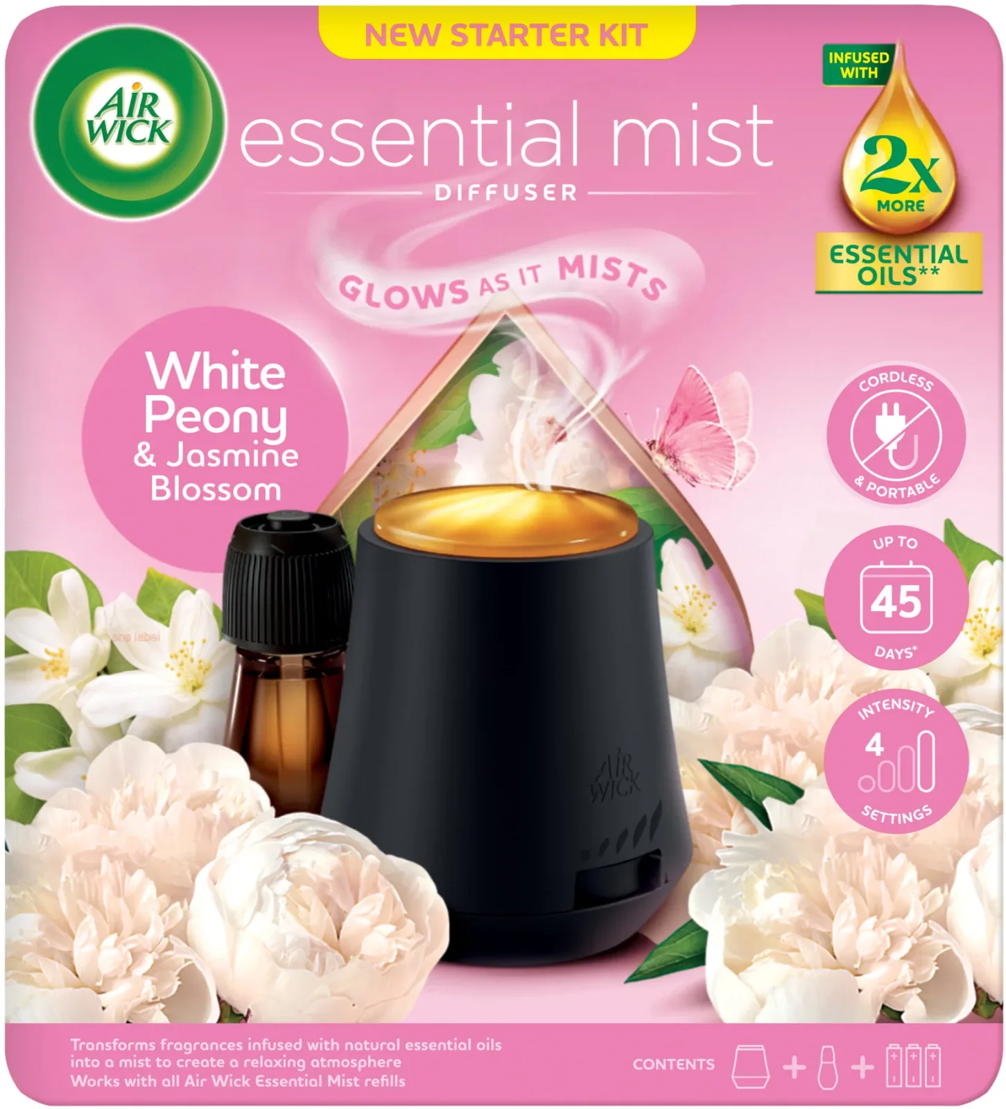 AIR WICK utántöltővel, Bazsarózsa és jázmin, 20 ml
