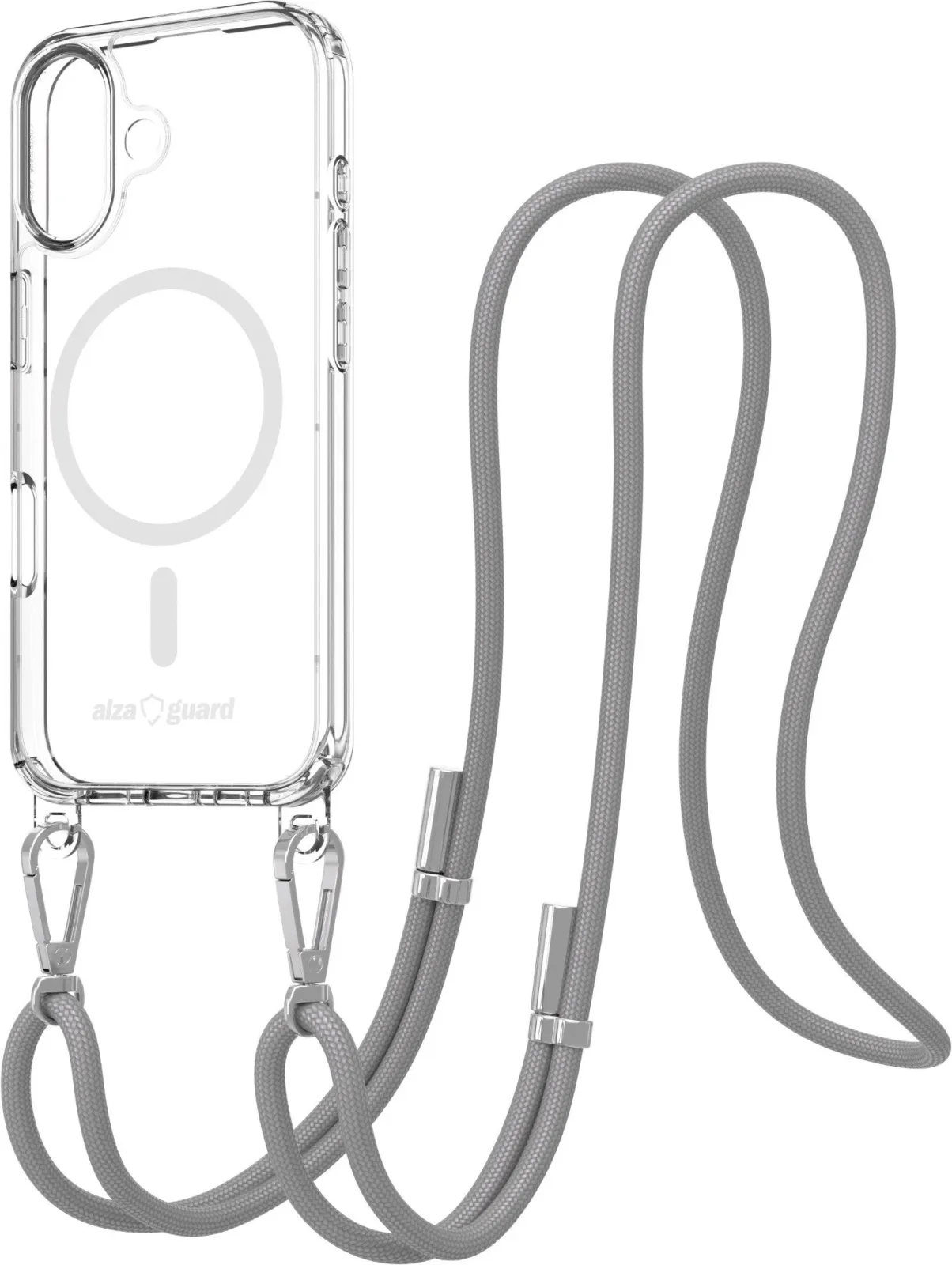 AlzaGuard Luxe Detach Lanyard Case iPhone 17 szürke MagSafe tok