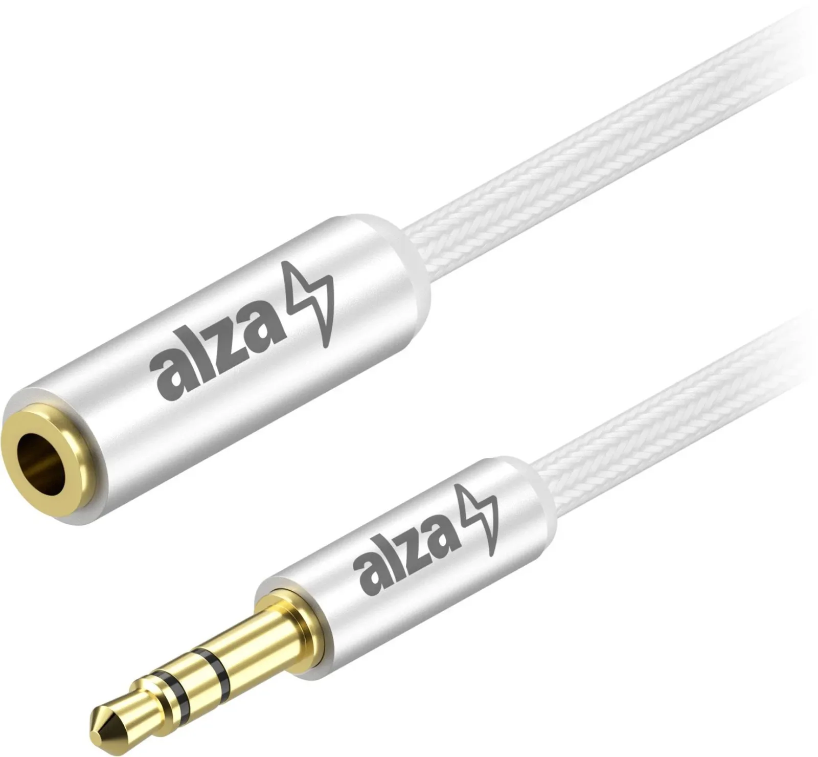 AlzaPower AluCore Audio 3.5mm Jack (M) to 3.5mm Jack (F), 1m - ezüst