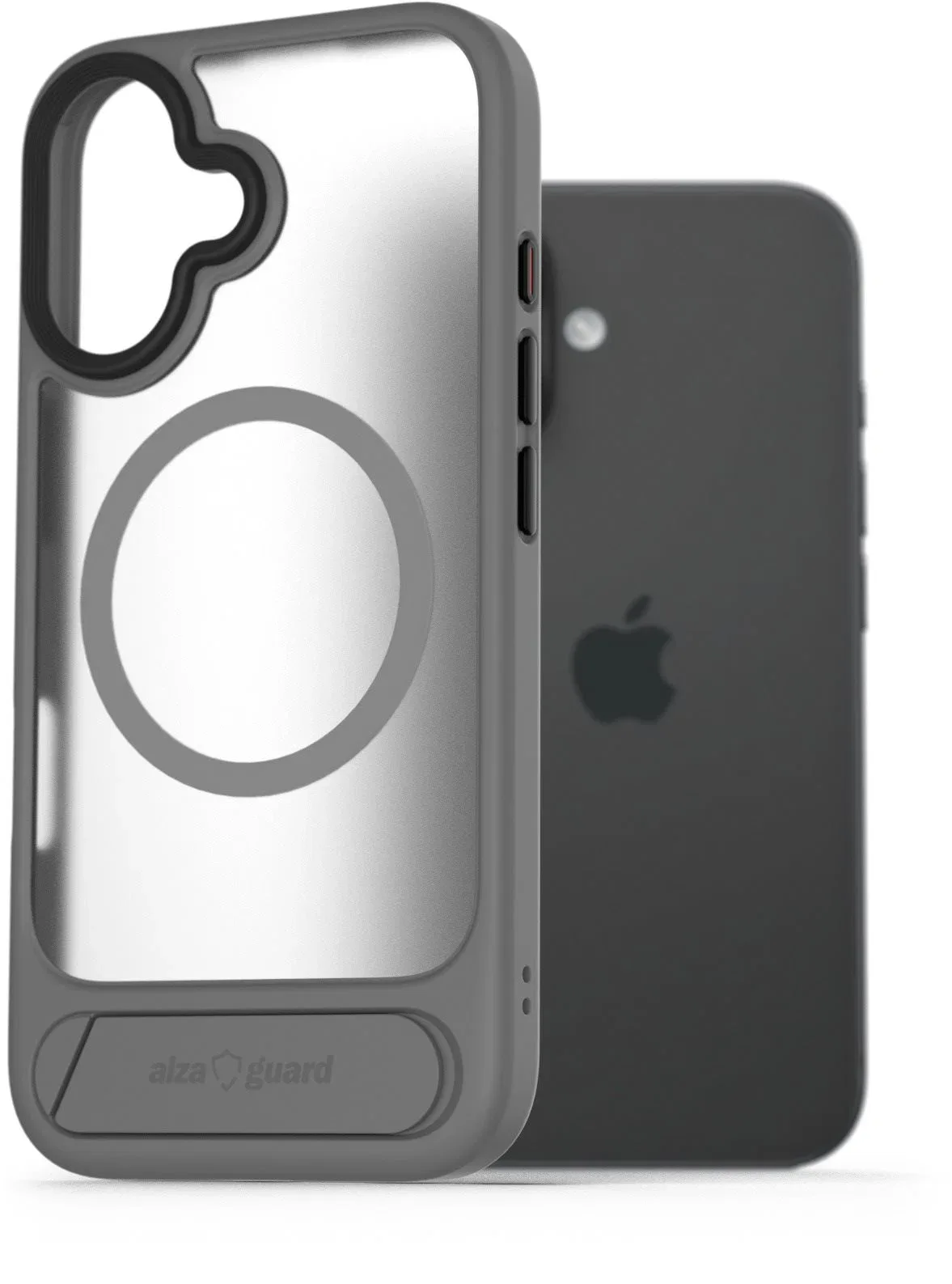 AlzaGuard Matte Case with Stand Compatible with MagSafe for iPhone 16 szürke tok