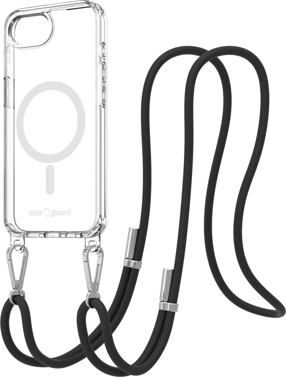 AlzaGuard Luxe Detach Lanyard Case Compatible with MagSafe for iPhone 16e fekete tok