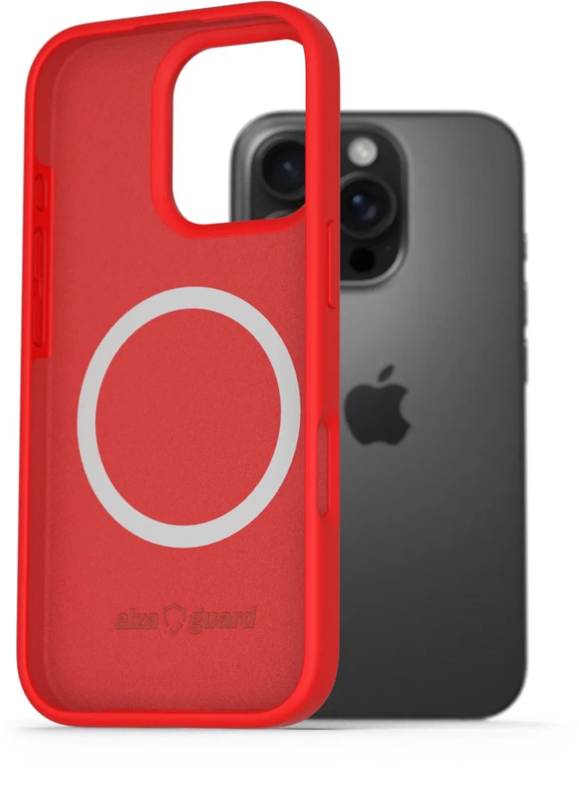 AlzaGuard iPhone 16 Pro Silicone Case Compatible with Magsafe piros tok