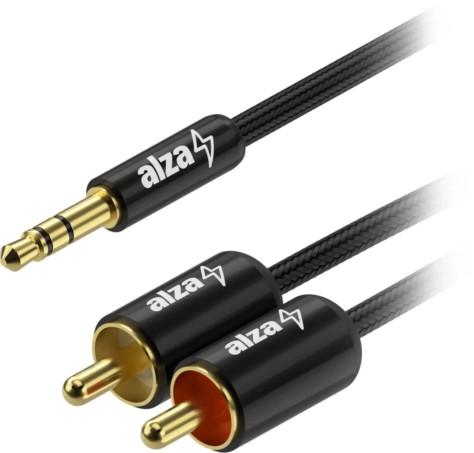 AlzaPower AluCore 3.5mm Jack (M) to 2x RCA (M), 10m - fekete