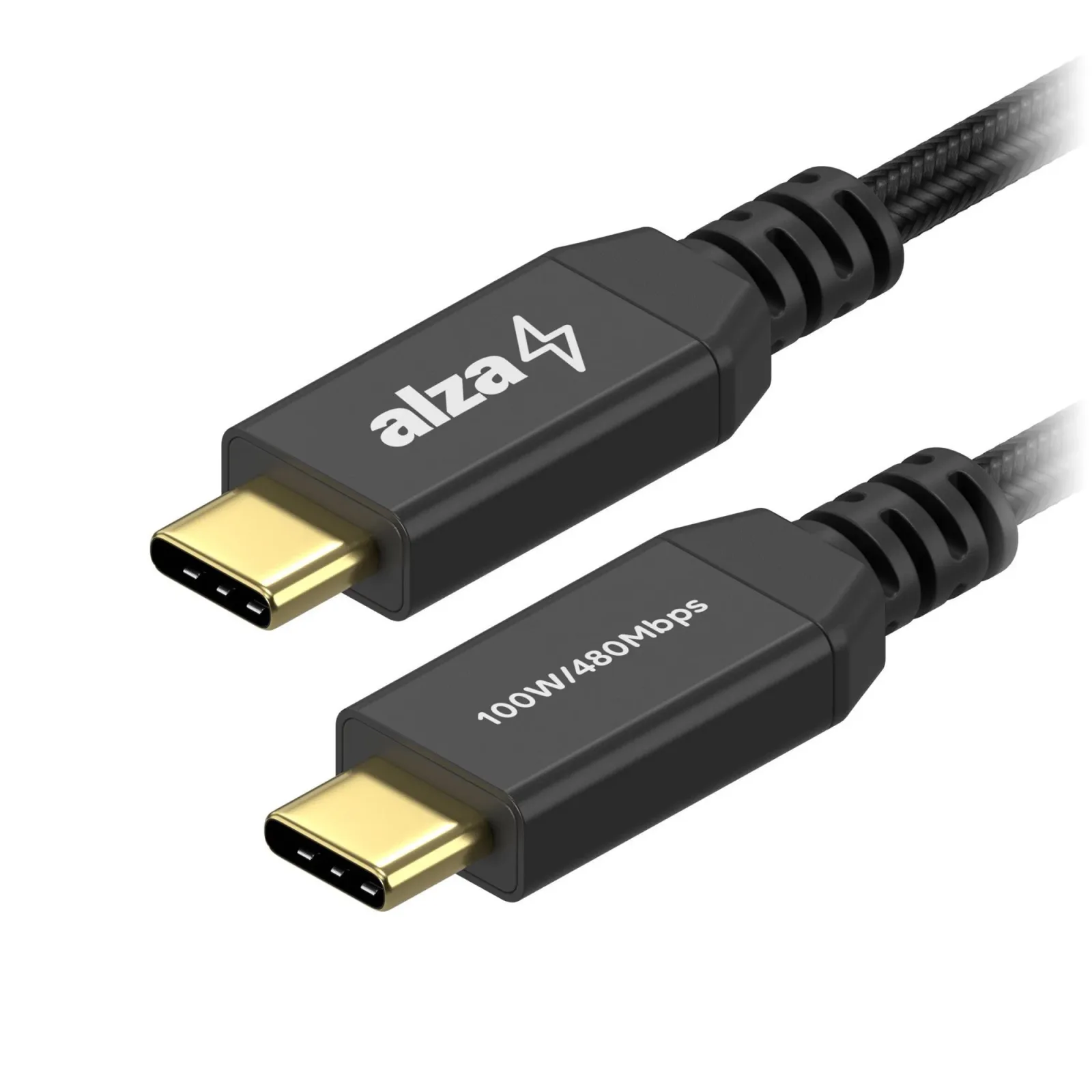 AlzaPower AluCore USB-C to USB-C 2.0 100W 0.5m, fekete