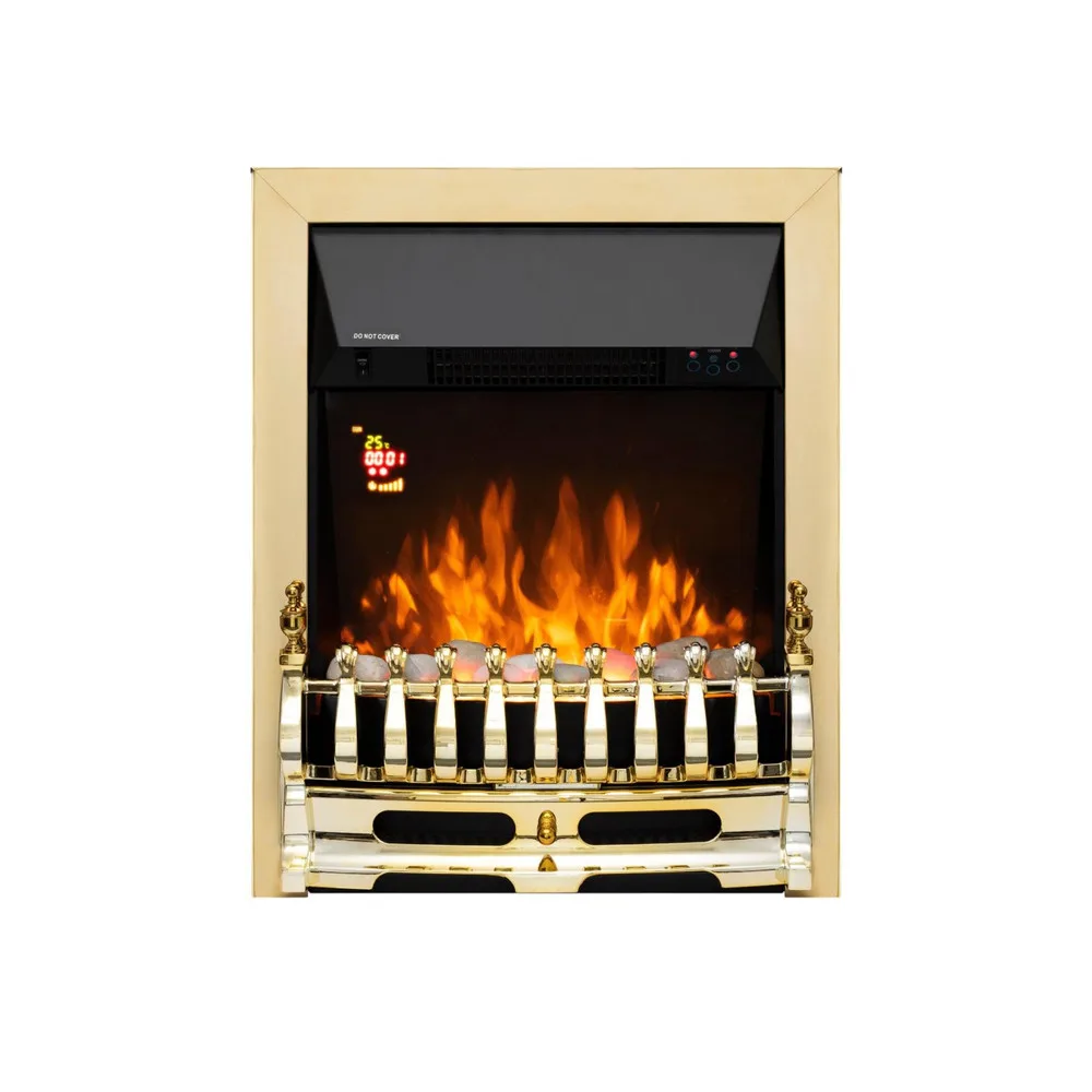 HOME FKKI25G beépíthető elektromos látványkandalló, max. 2000 W, LED fényeffekt, 2 fokozat, távirányító, heti időzítés, arany díszítés