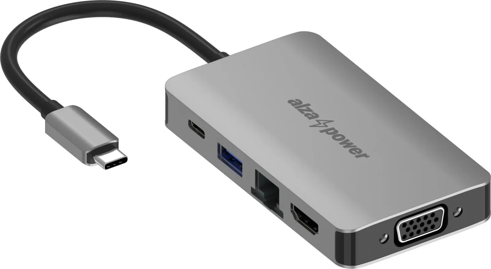 AlzaPower Metal USB-C Dock Station 6in1 - asztroszürke