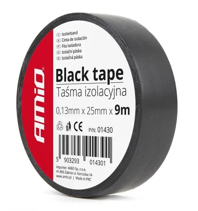 AMIO szigetelőszalag 25 mm × 9 m fekete
