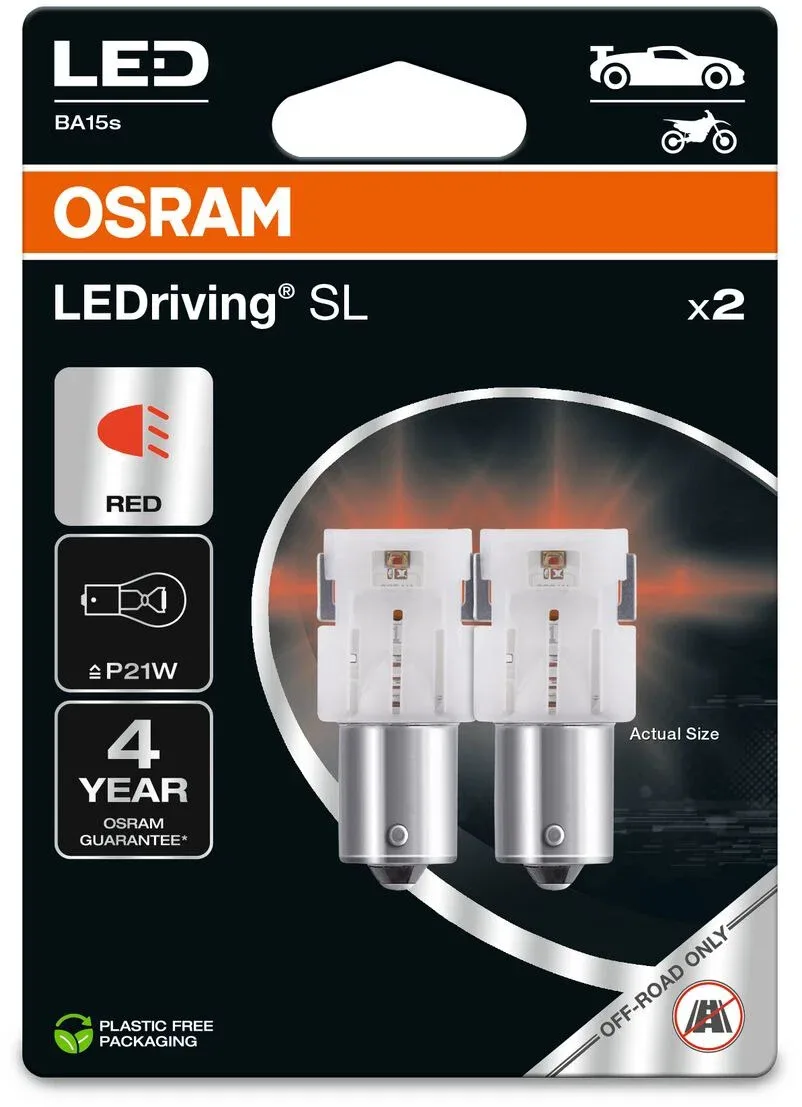 OSRAM LEDriving SL P21W piros 12V, 2 db a csomagban
