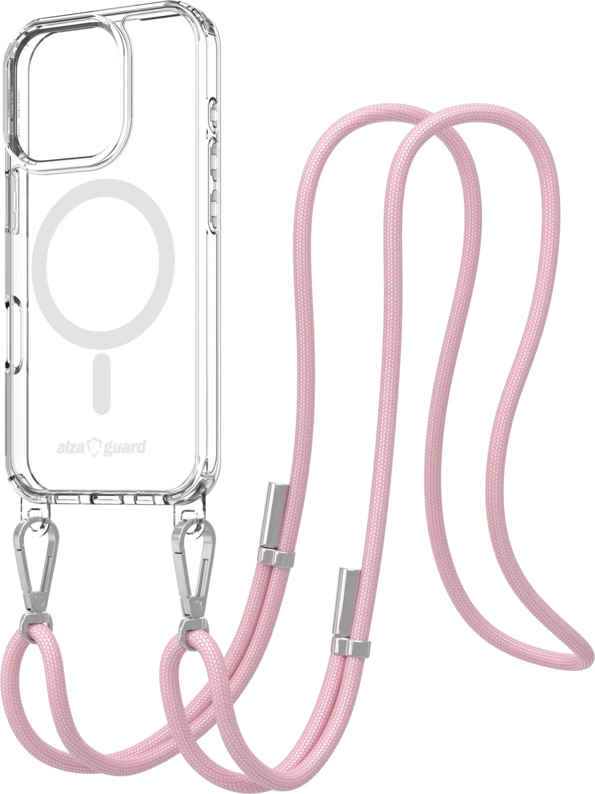 AlzaGuard Luxe Detach Lanyard Case Compatible with MagSafe for iPhone 16 Pro rózsaszín tok
