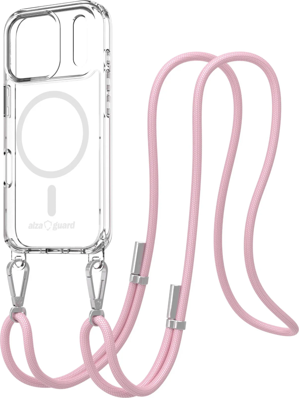 AlzaGuard Luxe Detach Lanyard iPhone 17 Pro rózsaszín MagSafe tok