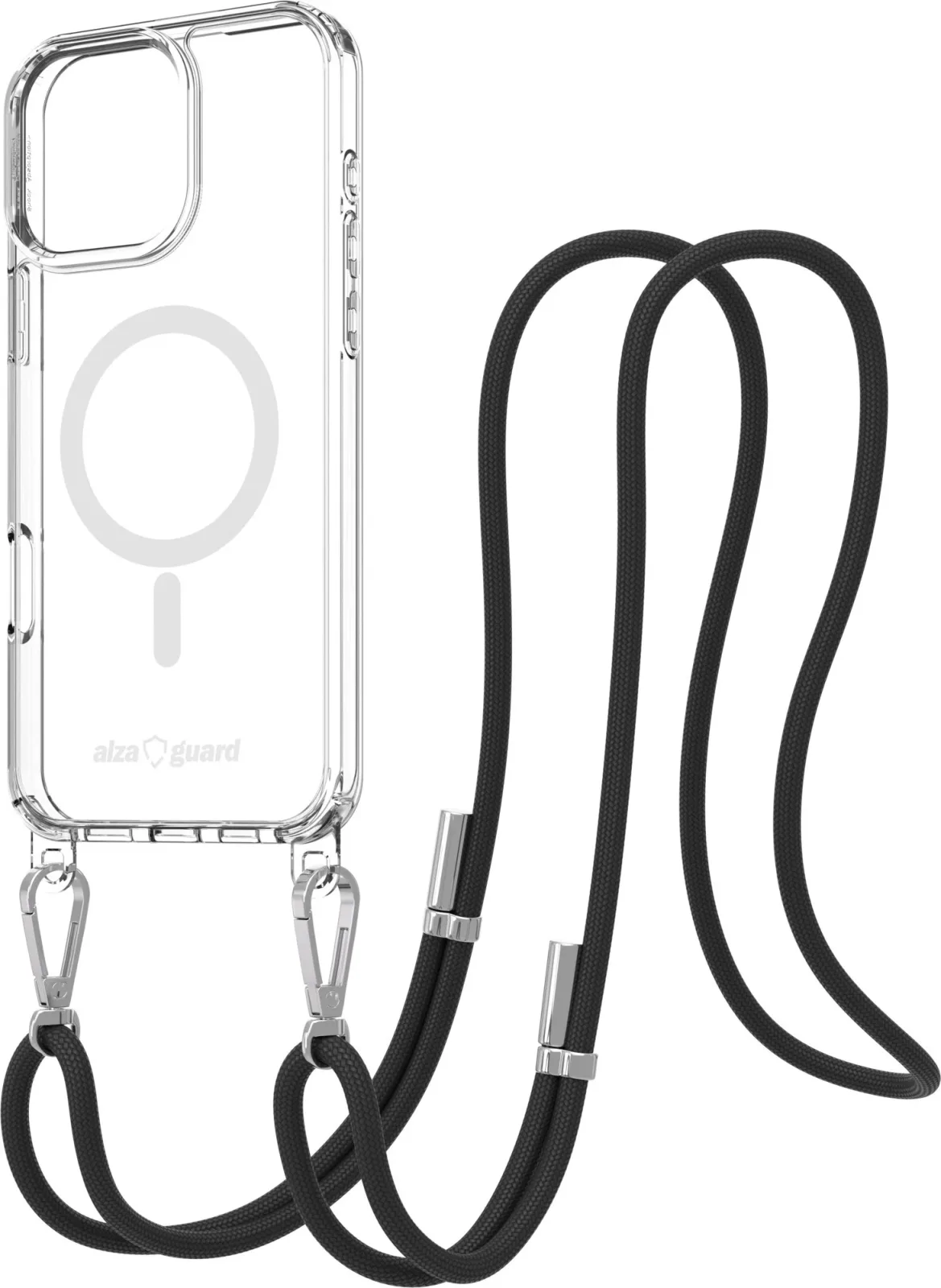 AlzaGuard Luxe Detach Lanyard Case Compatible with MagSafe for iPhone 16 Pro Max fekete tok