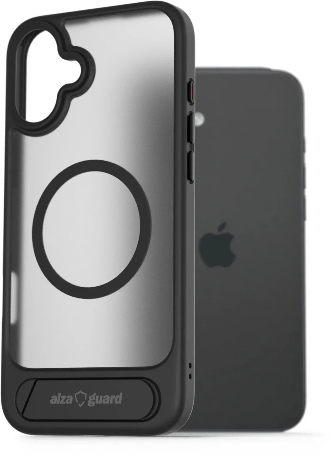 AlzaGuard Matte Case with Stand Compatible with MagSafe for iPhone 16 Plus fekete tok
