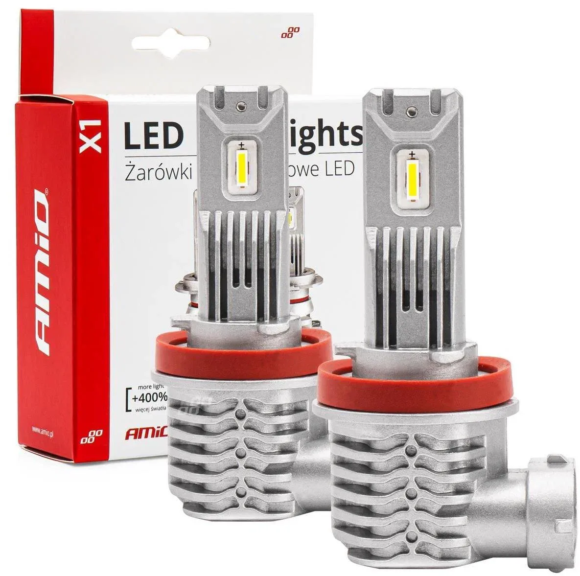 AMIO LED H8/H9/H11 40W - fehér (foglalat PGJ 19-5), 2 darabos készlet