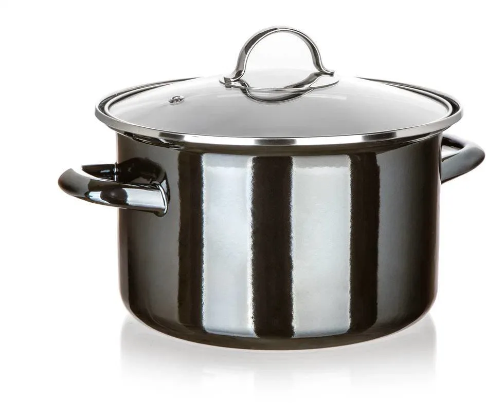 BANQUET METALLIC Black zománcozott, 24 cm 3,7 l, fedővel