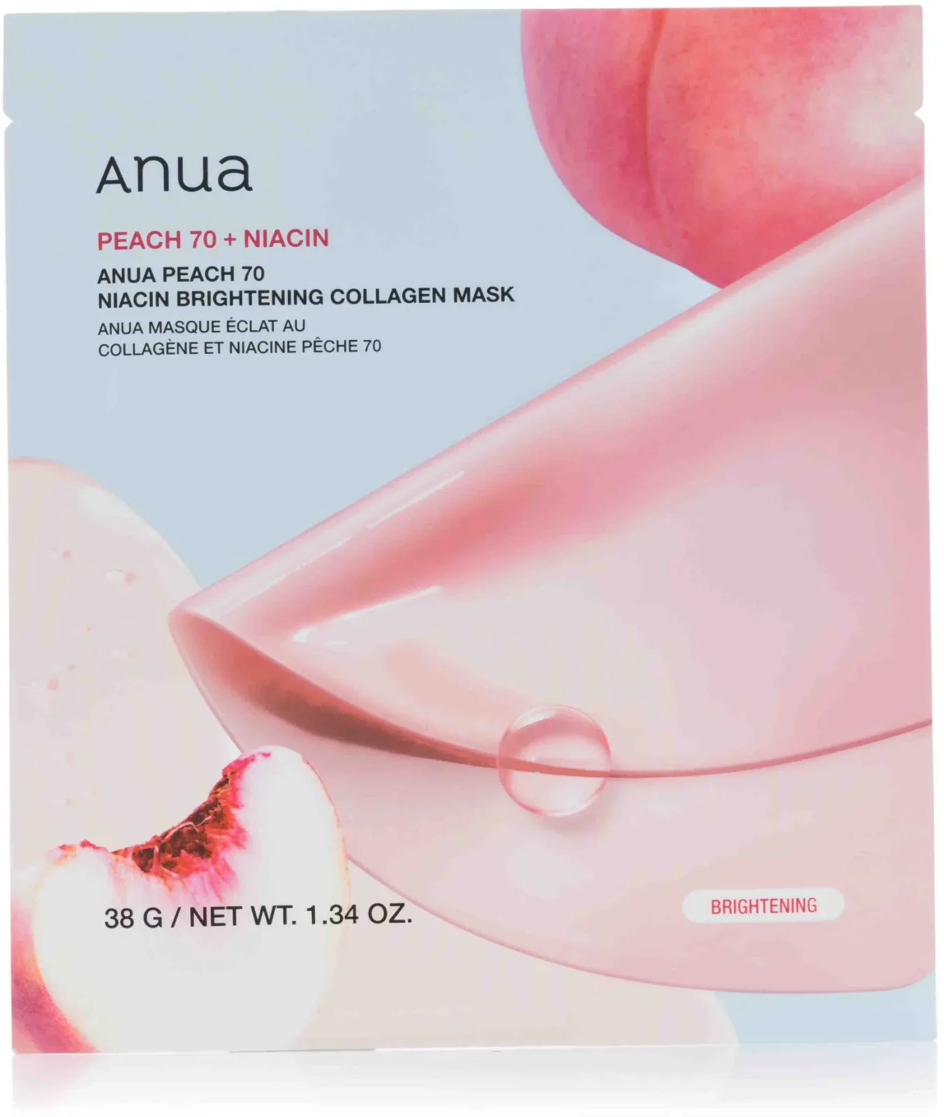 ANUA Peach 70 Niacin Brightening Collagen Mask 4× 38 g