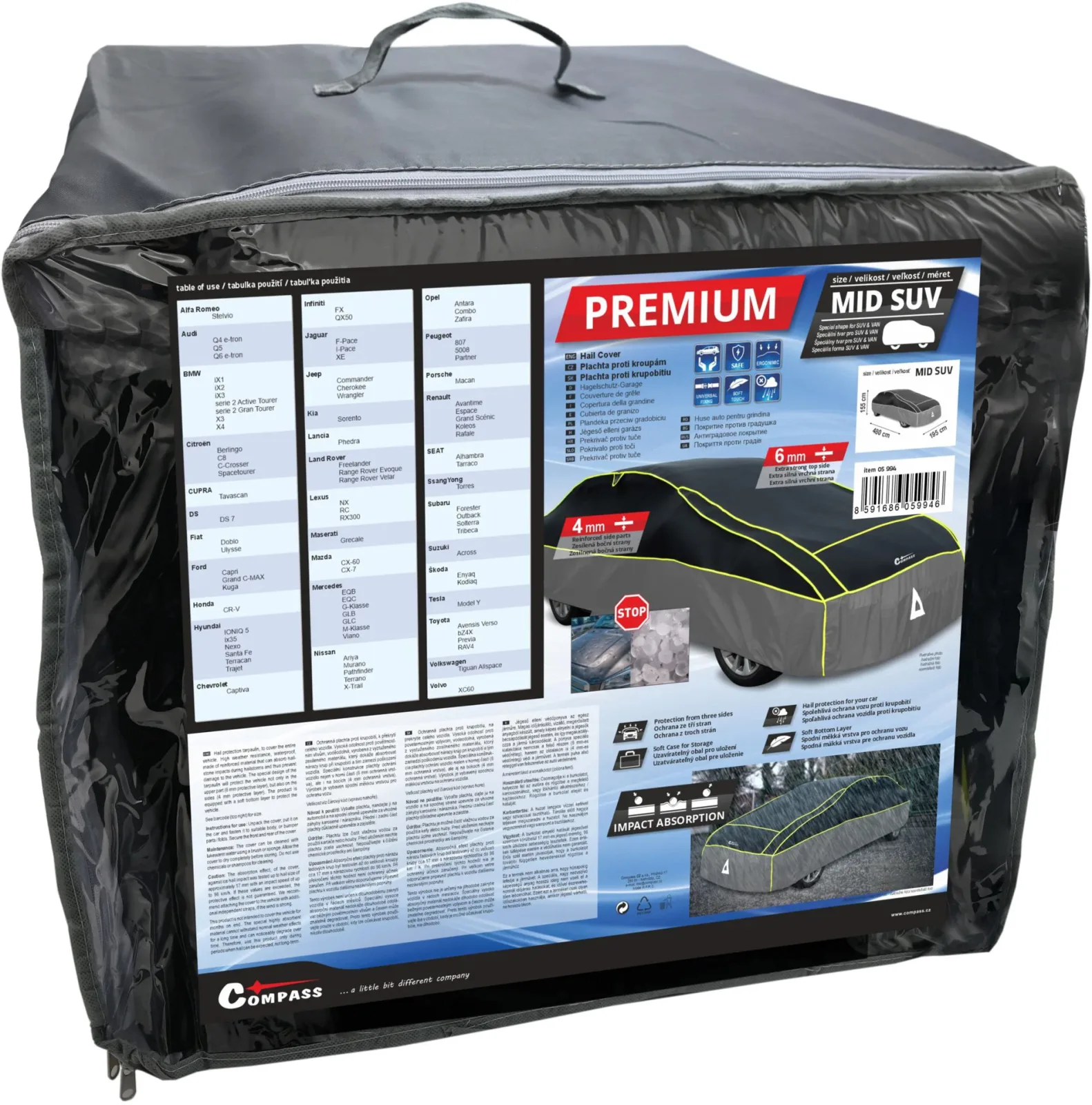 COMPASS jégeső elleni védelem, Premium MID SUV 480 × 195 × 155 cm