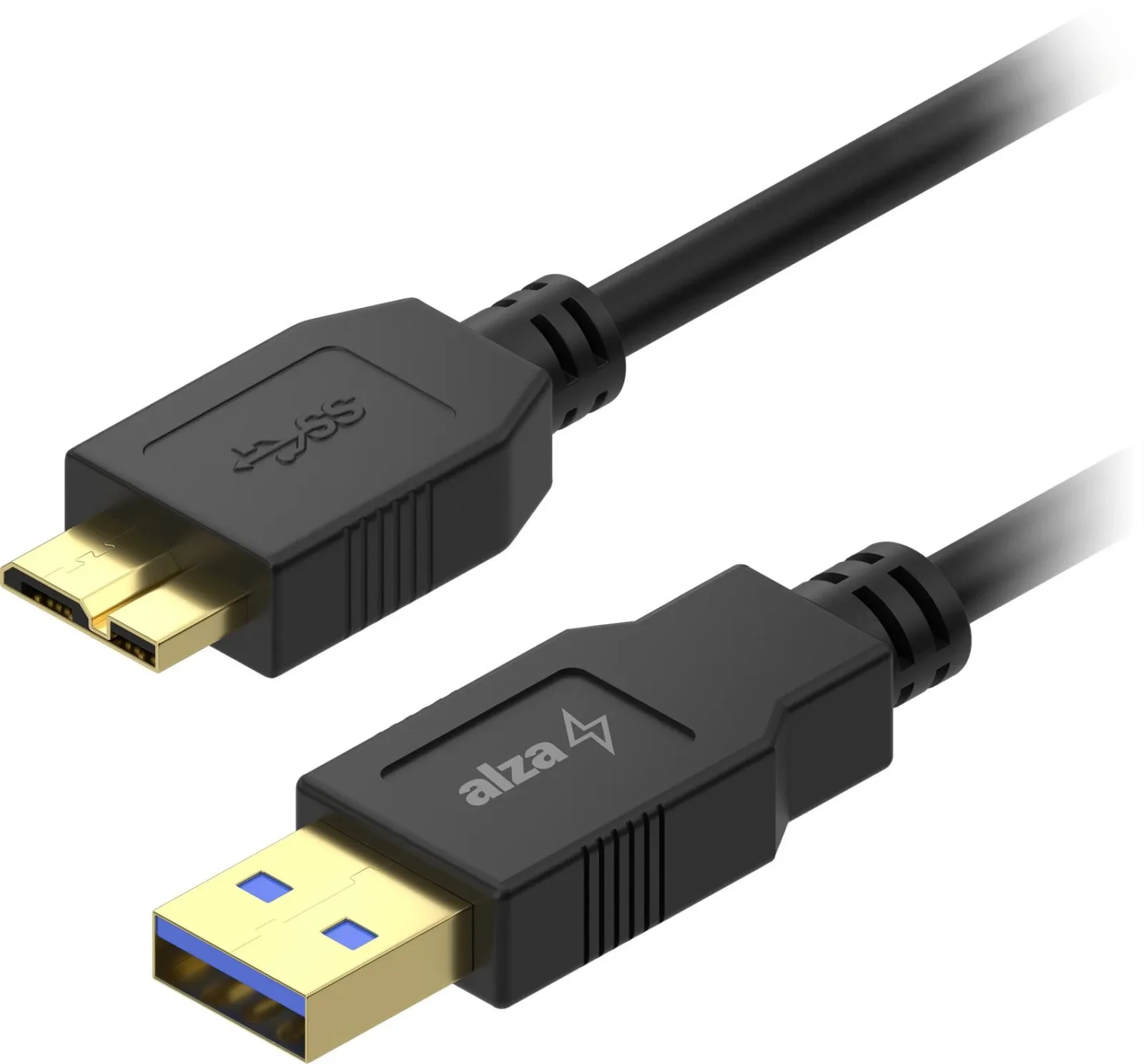 AlzaPower Core USB-A (M) to MicroUSB-B 3.2 Gen 1, 1 m - fekete