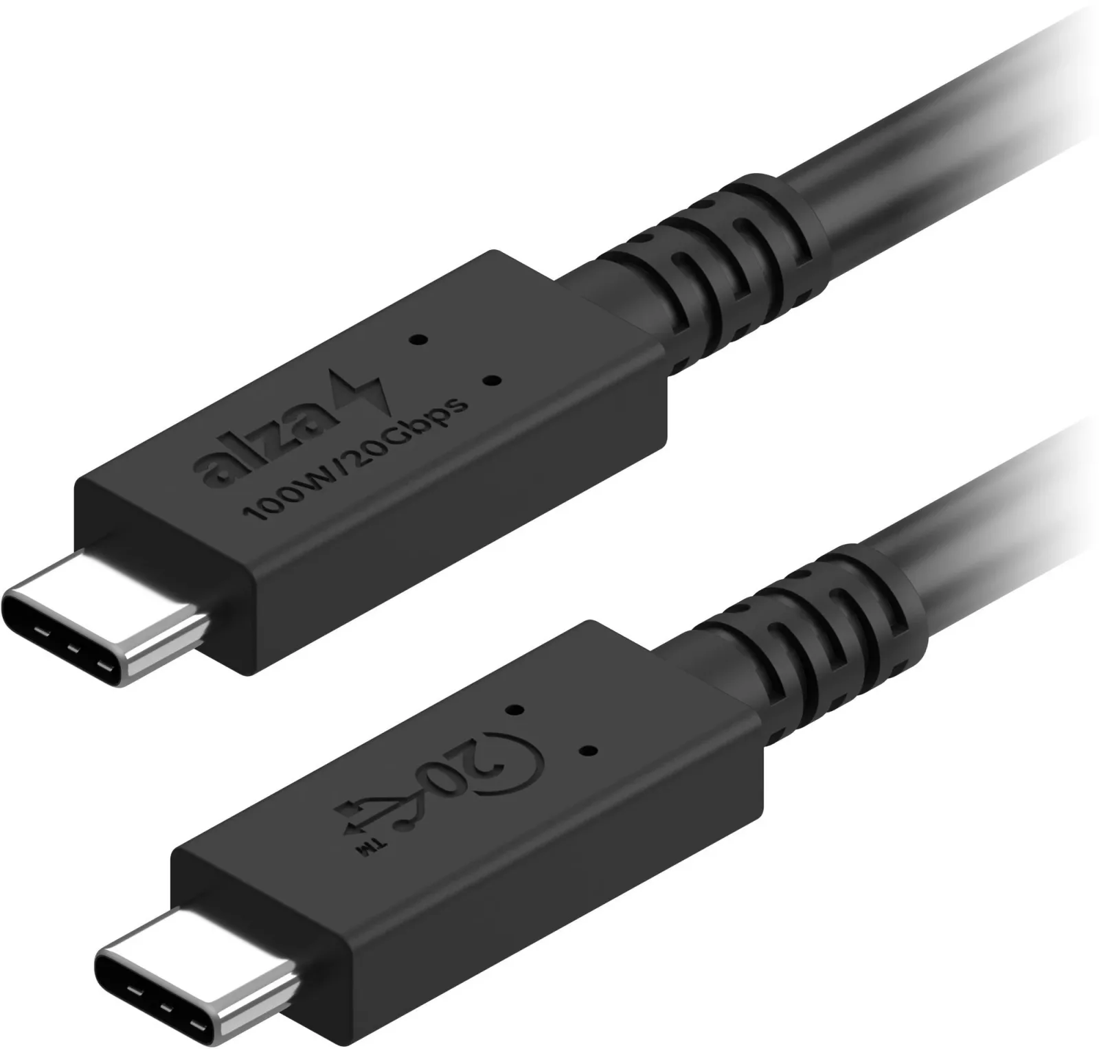 AlzaPower Core USB-C to USB-C USB4 100W 1m, fekete
